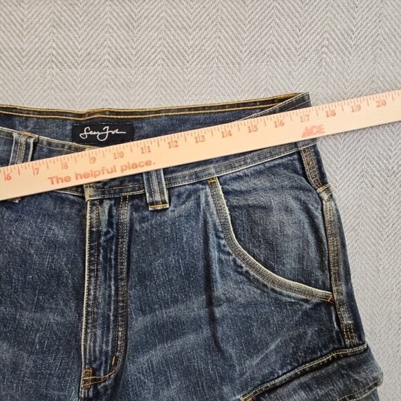 Sean John Jeans Men’s 32x32 Blue Y2K Hip Hop Baggy Wide Leg Denim Zip Pockets - Picture 3 of 13